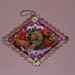 Wonderful Embossed Burgundy Foil Diamond With Antique Calling Card Scrap and Dresdens