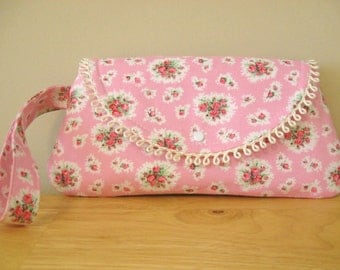 Rose fabric wristlet / clutch
