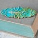 Ornate aqua green patina barrette. Tieupmemories