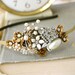 Romancing the bride. wedding,bridal,shabby chic,rhinestone,gold tone,pearl,collage headband. Tiedupmemories