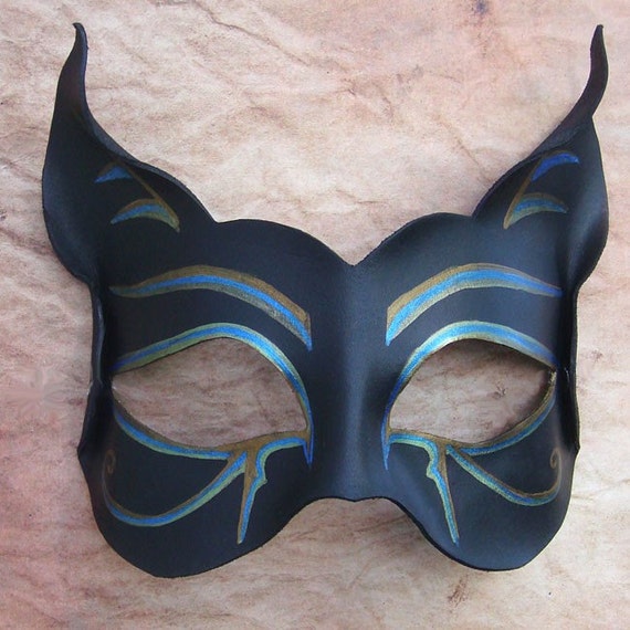 Leather Mask Bastet The Egyptian Cat Goddess In Black And