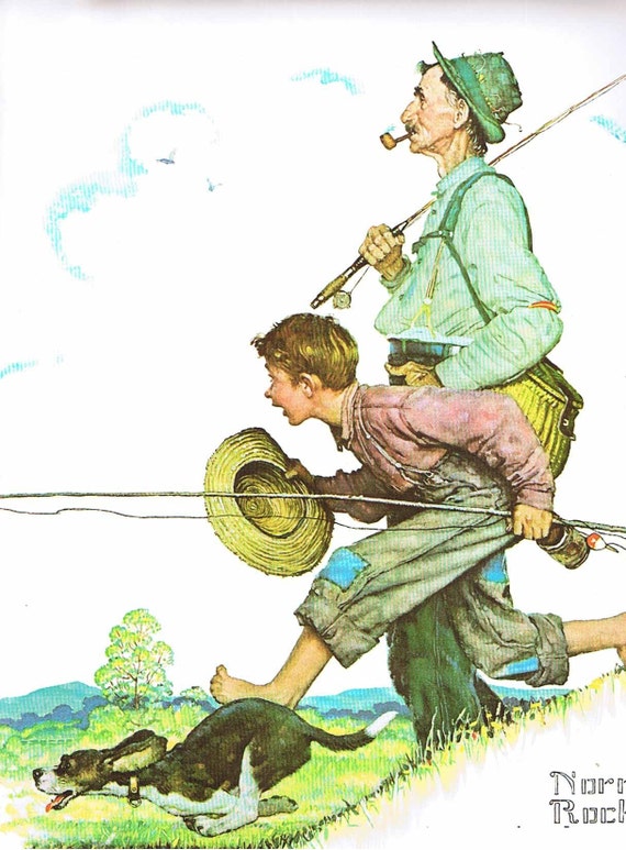 Norman Rockwell print Going Fishing Summer from original for