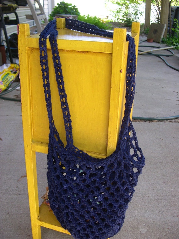 Navy Cross Body Cotton Tote