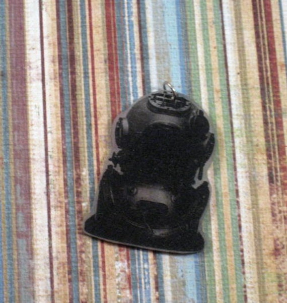 Items similar to Vintage diving helmet photograph charm on Etsy