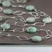Long Silver Necklace with Silver Links and Chrysoprase Stones