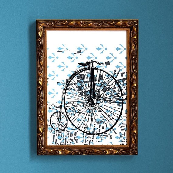 Victorian Bicycle Upcycled Make-Ready Print with by visualingual