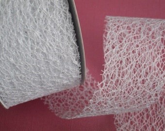 White Web Ribbon - 3 yards - 2 inches wide - scrapbooking, wedding, mixed media art, altered couture