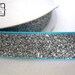 Silver Glitter Ribbon - 5 yards - Metallic Sparkle Glitter - Aqua Turquoise - 5/8 wide