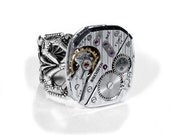 Steampunk Jewelry Ring Vintage HAMILTON Pinstripe Adjustable Silver Filigree SOLDERED Wedding Anniversary - Steampunk Jewelry by edmdesigns