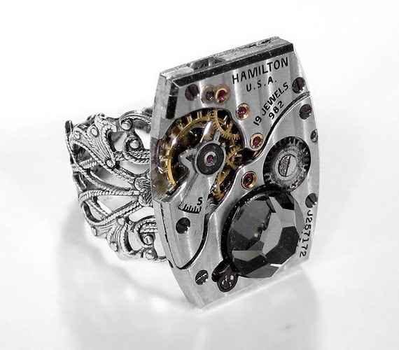 Steampunk Jewelry Ring Hamilton Pinstripe Watch Featured JEWELRY ARTIST MAG Mens Womens Mother Fathers Day - Steampunk Jewelry by edmdesigns by edmdesigns steampunk buy now online