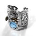 Steampunk Vintage HAMILTON Gleaming Rectangular Ruby Jeweled Swiss Watch Movement Ring - STUNNING SWAROVSKI PALE BLUE CRYTSAL ACCENT - Delicate Filigree Scroll Adjustable Ring - ELEGANT AND FEMININE - edmdesigns Exclusive