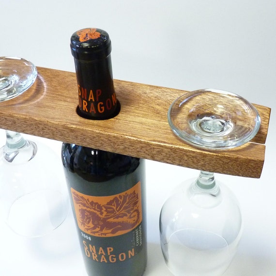 Reclaimed Wood Eco Friendly Wine Bottle Holder and Glass Caddy