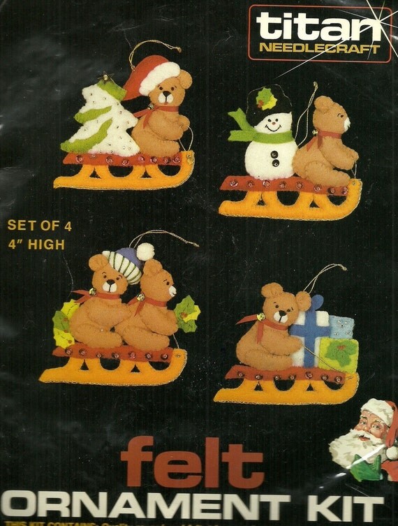 Vintage 1984 FELT Christmas Ornament KIT by BabylonSisters on Etsy