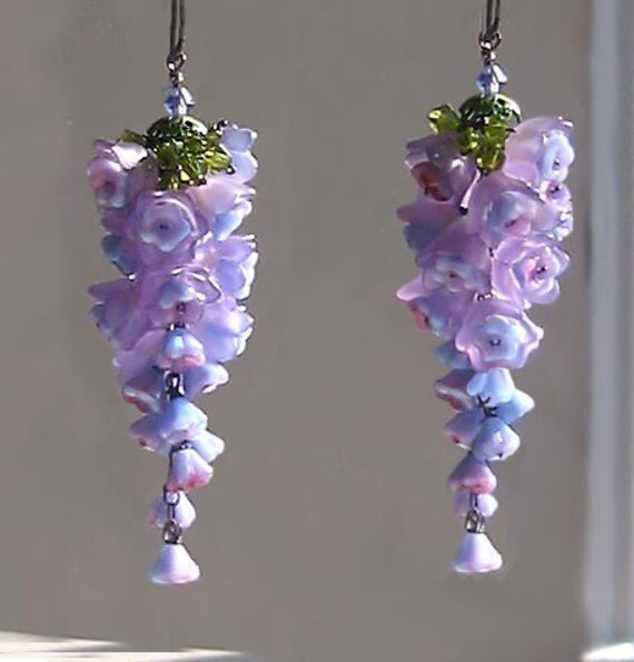 Wisteria Earrings A Study in Purple and by gingerlilydesigns