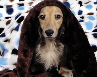 Dog Beds - Snuggle Sack - FURRY DOTS with Teddybear Brown - Includes Embroidered Personalization