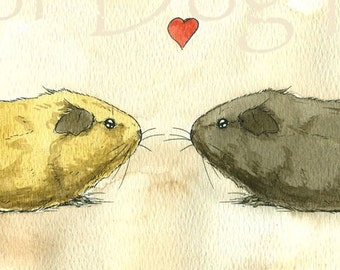 More Guinea Pig Love -Original Watercolor painted print