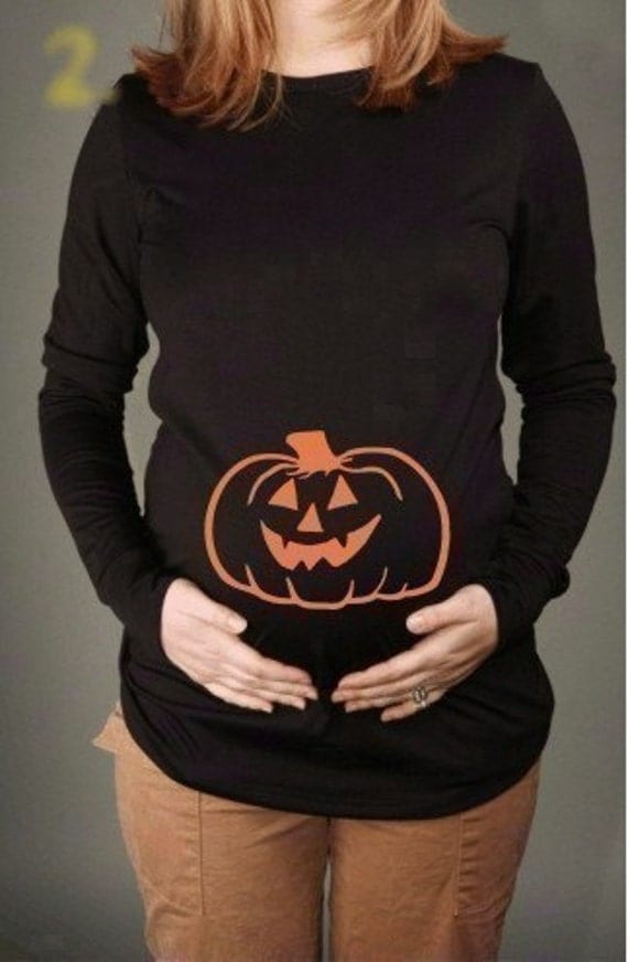 Pumpkin Belly Maternity Top Tee T-shirt Long-Sleeve Black