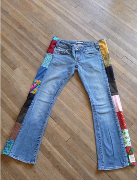Vintage Patchwork Jeans Handmade Pants Upcycled Recycled