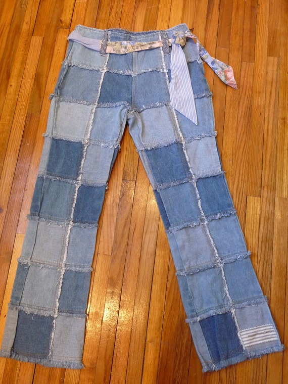 Pants Patchwork Jeans Denim Patchwork Handmade Pants Recycled