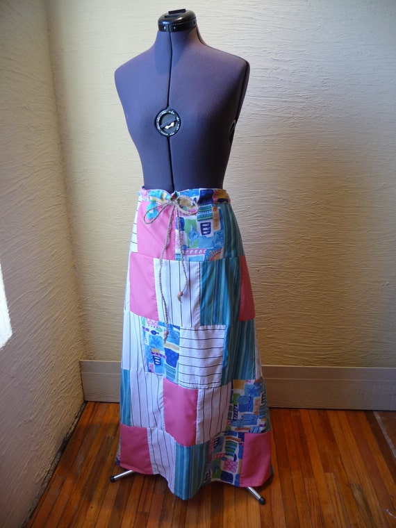 patchwork skirt handmade skirt long patchwork skirt