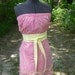 RESERVED for Gina - Strapless Pillowcase Dress Muted Pink Colored Real Pillowcase Dress Handmade Yellow Obi Belt Unique Clothing Recycled