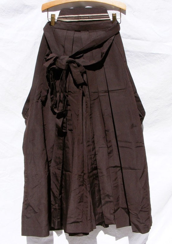 Vintage Japanese silk mens hakama samurai pants in brown