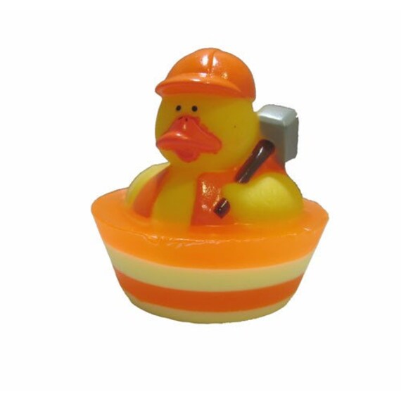 Construction Worker with Hammer Rubber Duck Glycerin by DuckySoaps
