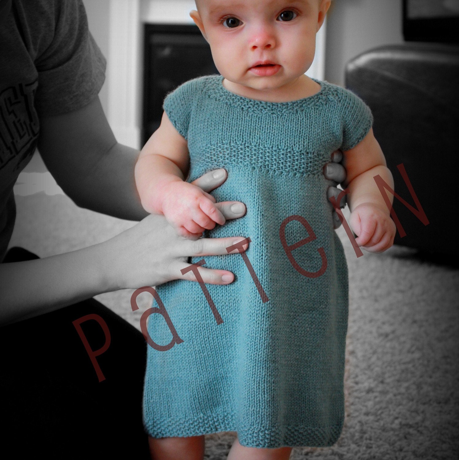 Sadie Baby Dress Pattern Sizes newborn to 18 mo. pdf knitting