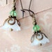 Spring Green Vintage Inspired, Neo Victorian Antiqued Brass Earrings