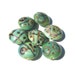 SALE 25 PERCENT OFF- Green Tea Rainbows- handmade lampwork bead set of 7 lentil beads in seafoam mint green raku and silvered ivory