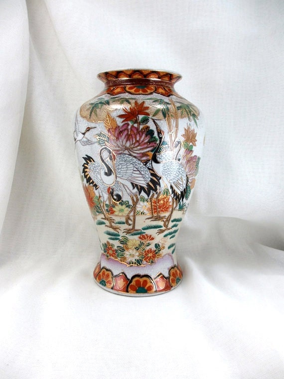 The Crane. Large vintage Asian vase