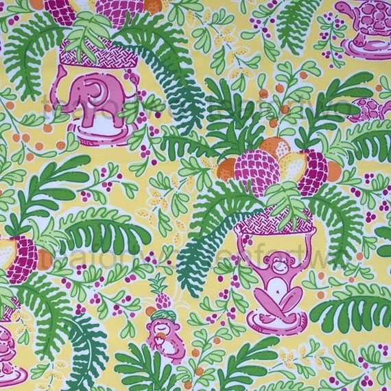 Lilly Pulitzer Fabric Yellow Paradise 18in x 18in by teafortwo