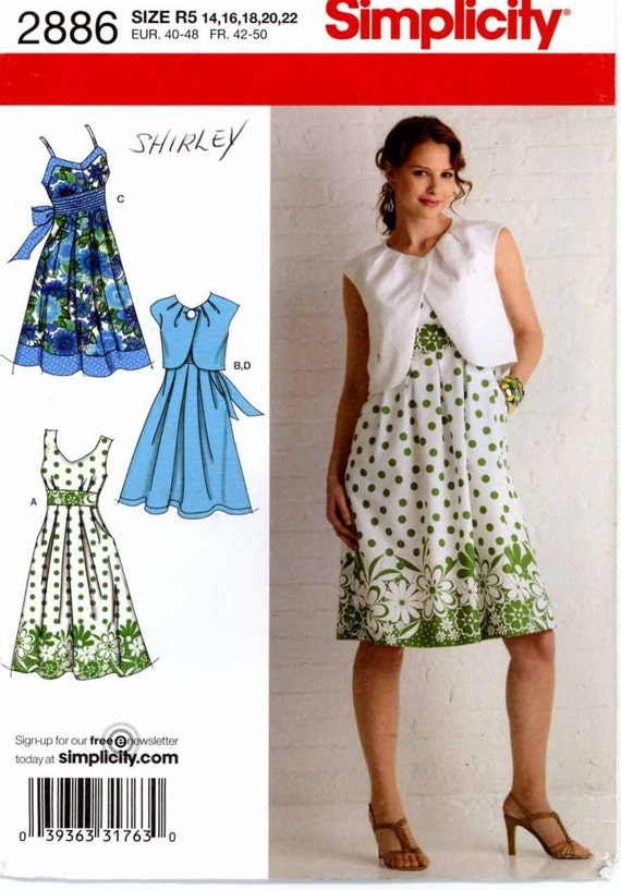 Simplicity 2886 pattern for misses' dress and bolero Bust