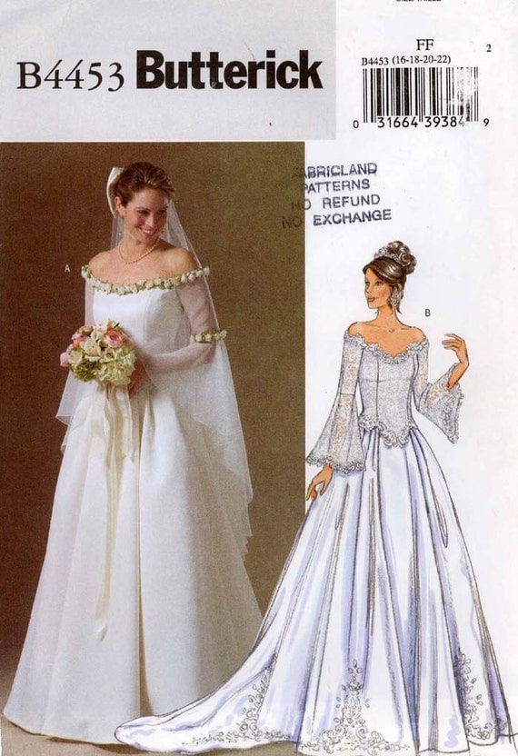 Butterick 4453 wedding dress sewing pattern 16 to 22