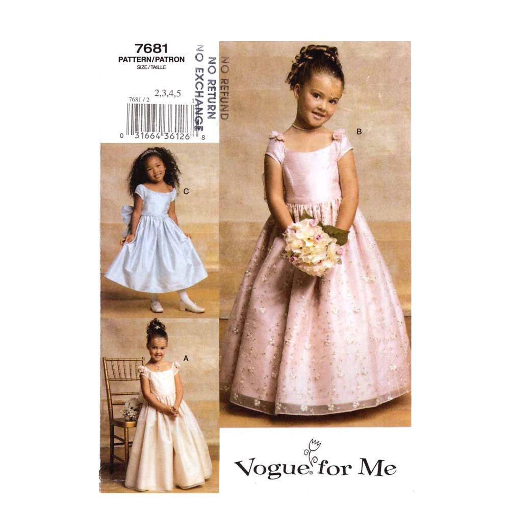 for dress brides patterns party Flower by sewing pattern HeyChica dress Vogue 7681 Sz girls