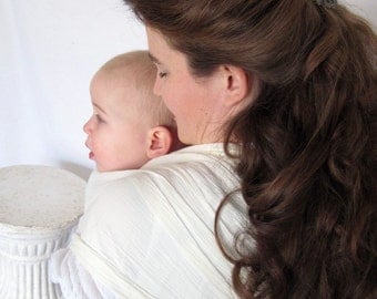 Baby Sling Woven Baby Wrap Carrier - Airy Cotton Gauze in Ivory or Cool White, summer babywearing, lightweight, baby shower gift