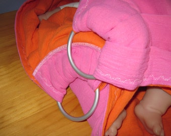 Midwifery Weighing Sling- Fushia and Tangerine w extra detail - great for photo shoots