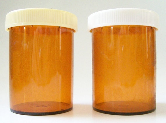 Vintage Large Amber Push and Turn Pill Bottles by ...