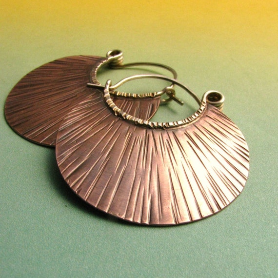 Metalwork Copper Hoop Earrings Mixed Metal Jewelry Rustic