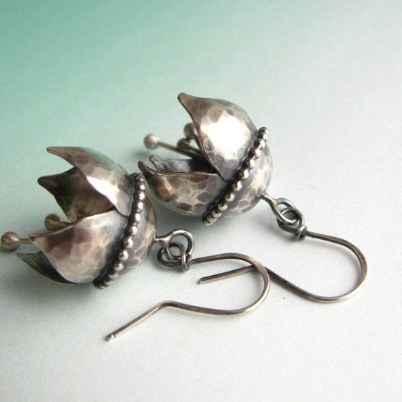 Sterling Silver Earrings Musical Bell Flower by Mocahete on Etsy