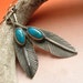 Turquoise Sterling Silver Feather Earrings - Large - Artisan Metalsmith Jewelry - Turquoise Earrings