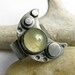 Unisex Prehnite Ring Sterling Silver Crescent Moon Size 10 Ring - Artisan Metalwork Jewelry - Green Gemstone Rustic Jewelry