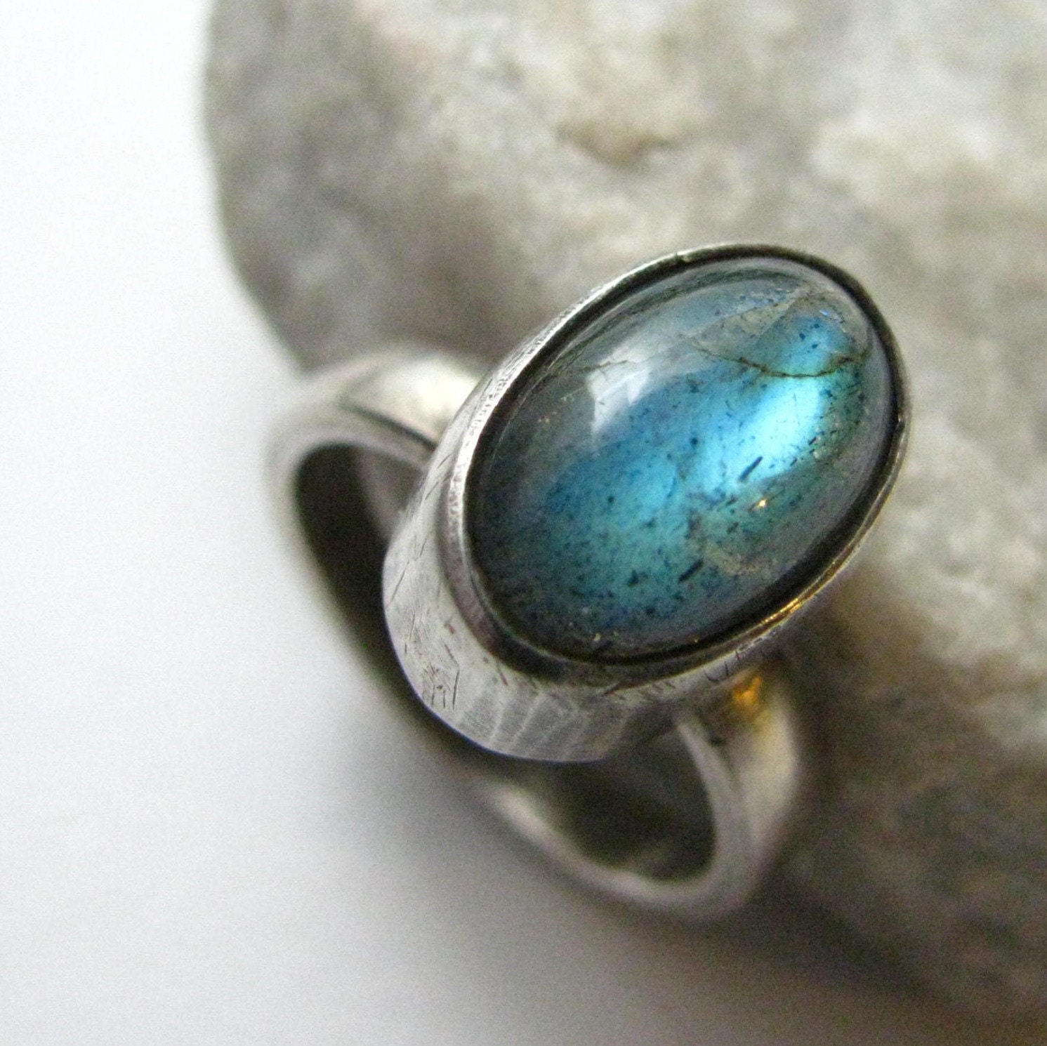 Gemstone Sterling Silver Labradorite Ring Size 5 Artisan