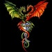 Red and Green Dragons with Goblet on White Sweatshirt - U Pic Size and Collar - Small to XXLarge