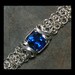 Sterling SIlver and Wire Wrapped Blue Topaz Chainmaille Bracelet