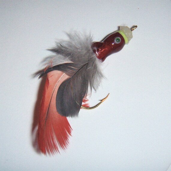 Red Feather Fishing Lure by on Etsy