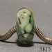 Green & White European Charm Lampwork Bead Fits Trollbeads Troll Bracelet Wintergreen