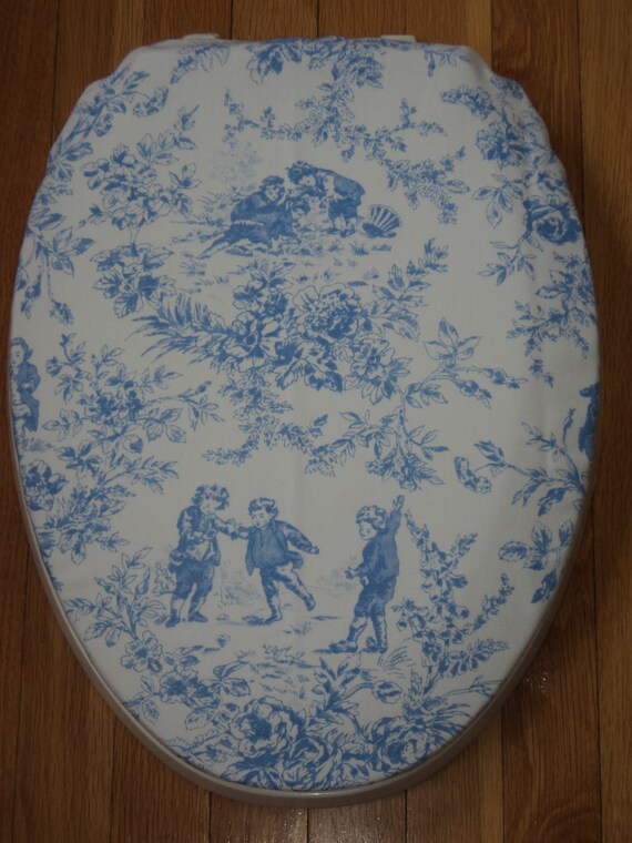 Light Blue Toile.... Toilet Seat Cover by LoveVanillaRose ...