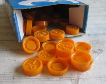 Vintage Orange Bingo Pieces- Set of 20