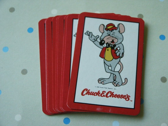 Vintage Miniature Chuck E. Cheese's Playing Cards Set of